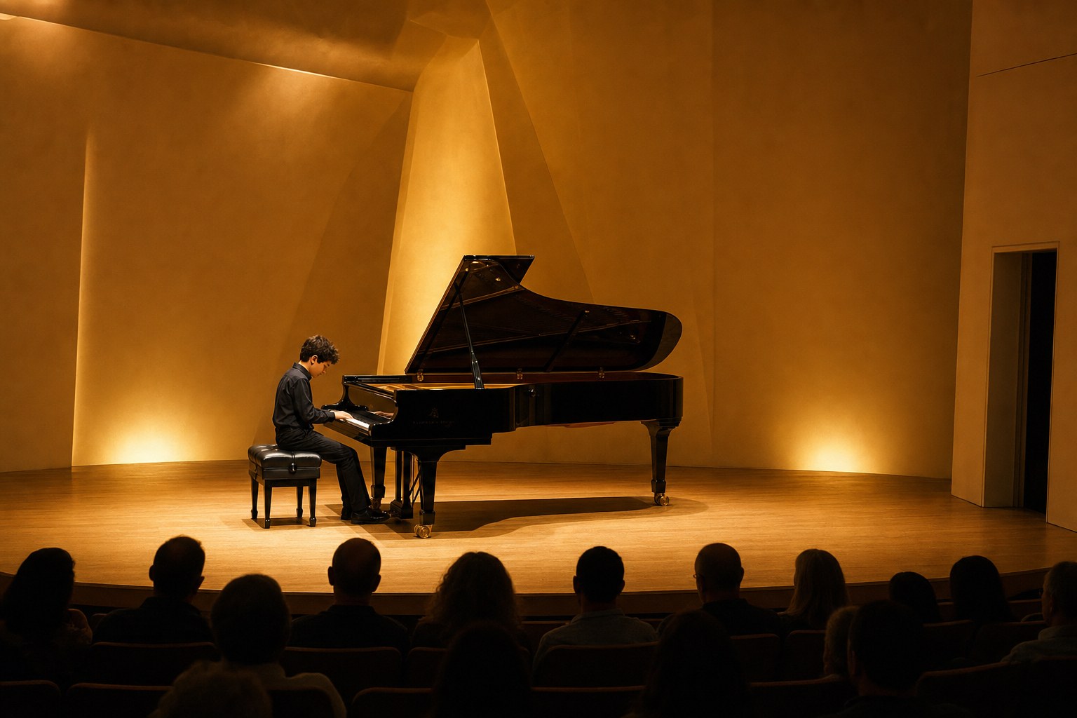 Young pianist at student recital